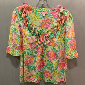 Lilly Pulitzer Bright, Fun, Pink and Green Top, M